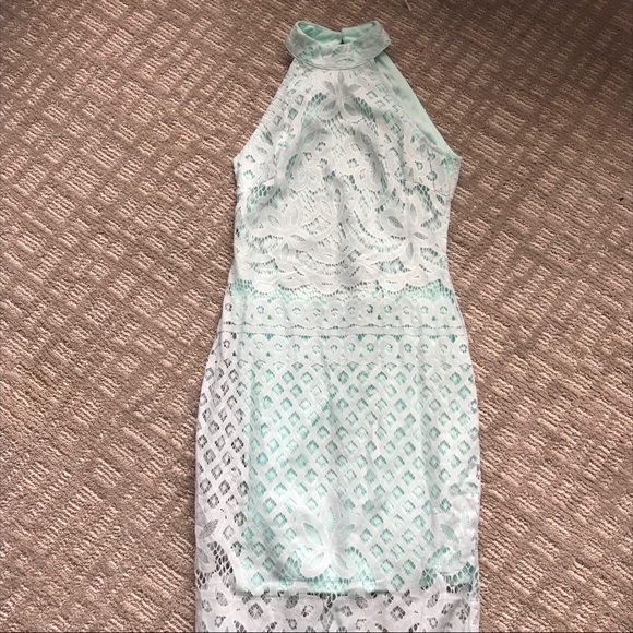 NWT Topshop aqua lace open back midi dress - Picture 2 of 4